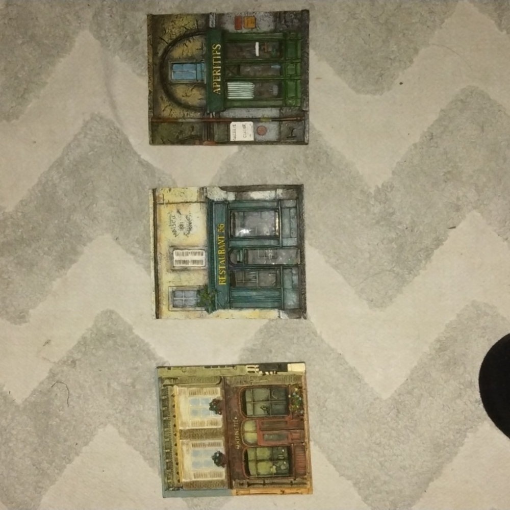 Set of 3 French store front resin wall plaques